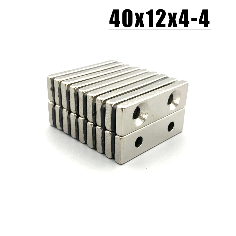 1/2/3/5Pcs 40x12x4-4 неодимов блок Doulbe дупка магнит 40x12x4-4mm N35 NdFeB супер мощен силен постоянен магнитен имани