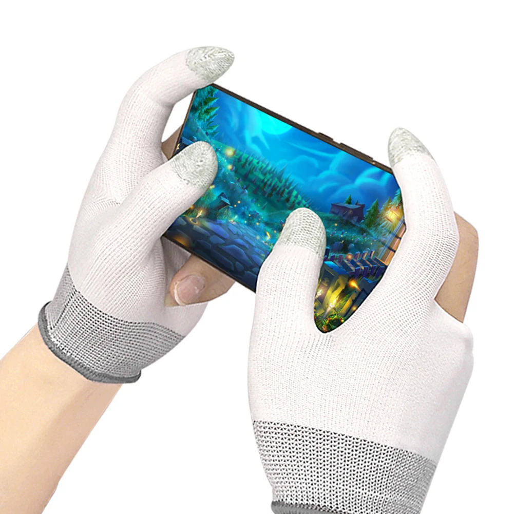 1 чифт игрални ръкавици против пот с два пръста сензорен екран игра ръкавици дишаща докосване пръст ръкавици за мобилна игра