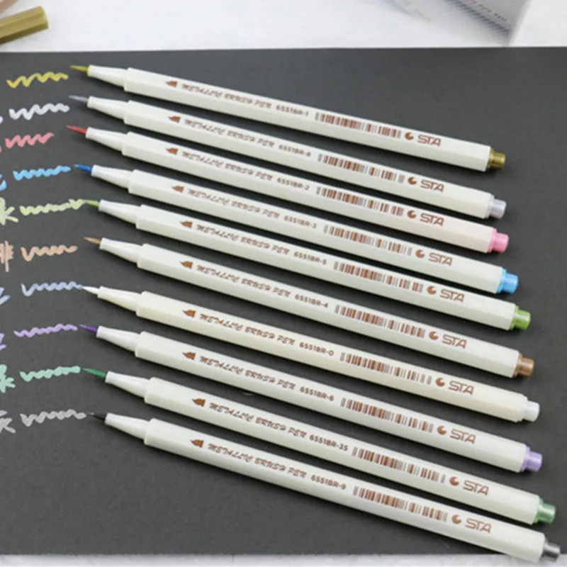 10 бр. Цветна метална маркерна писалка 10 цвята DIY скрапбукинг занаяти водоустойчива маслена писалка арт маркер писалка канцеларски материали