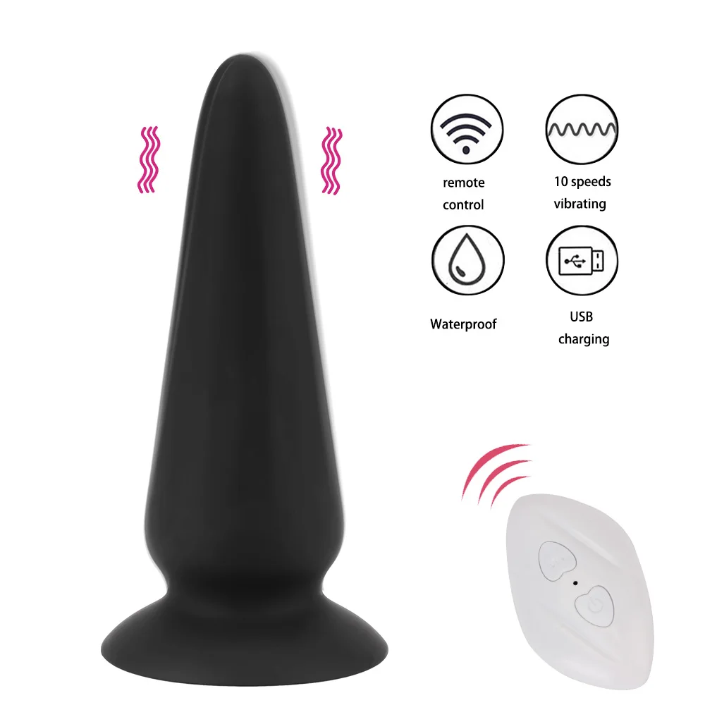 10 Скорости Силиконов анален вибратор секс играчки Безжично дистанционно управление Смукателна чаша G-точка простата масажор Вибриращ Butt Plug