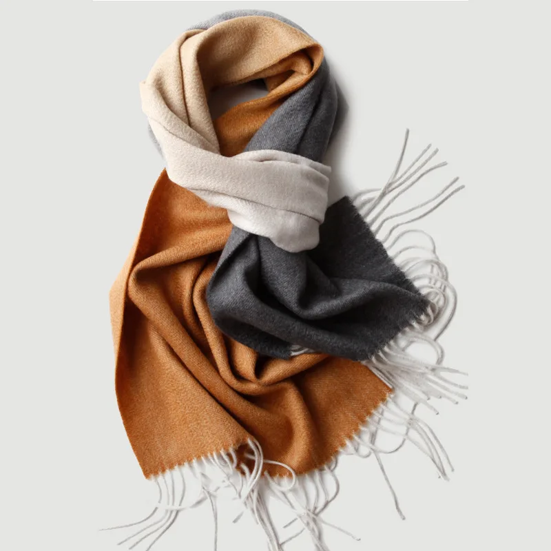 100% кашмирен шал за жени градиентен цвят чист кашмир дълги шалове шал женски зимен топъл мек шал за врата Пашмина 2023