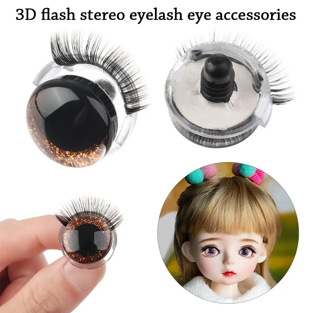 1Pair 20mm 3D Eyes Doll Осъществяване на безопасни очи с мигли Мигащи очи за плетене на една кукла Плюшено животно Аксесоари за кукли