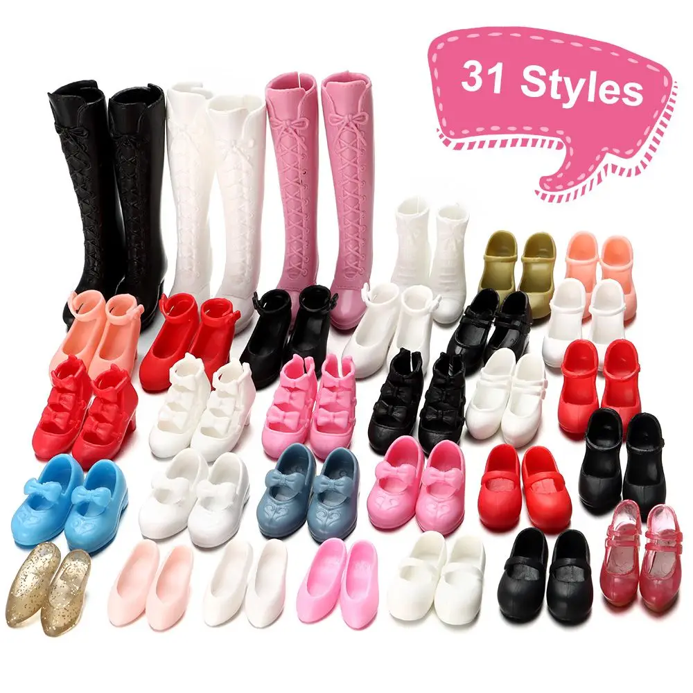 1Pair Multistyles женски кукла обувки годни крак дължина 2 см пластмасови многоцветни мини дълги колене ботуши модни кукли аксесоари