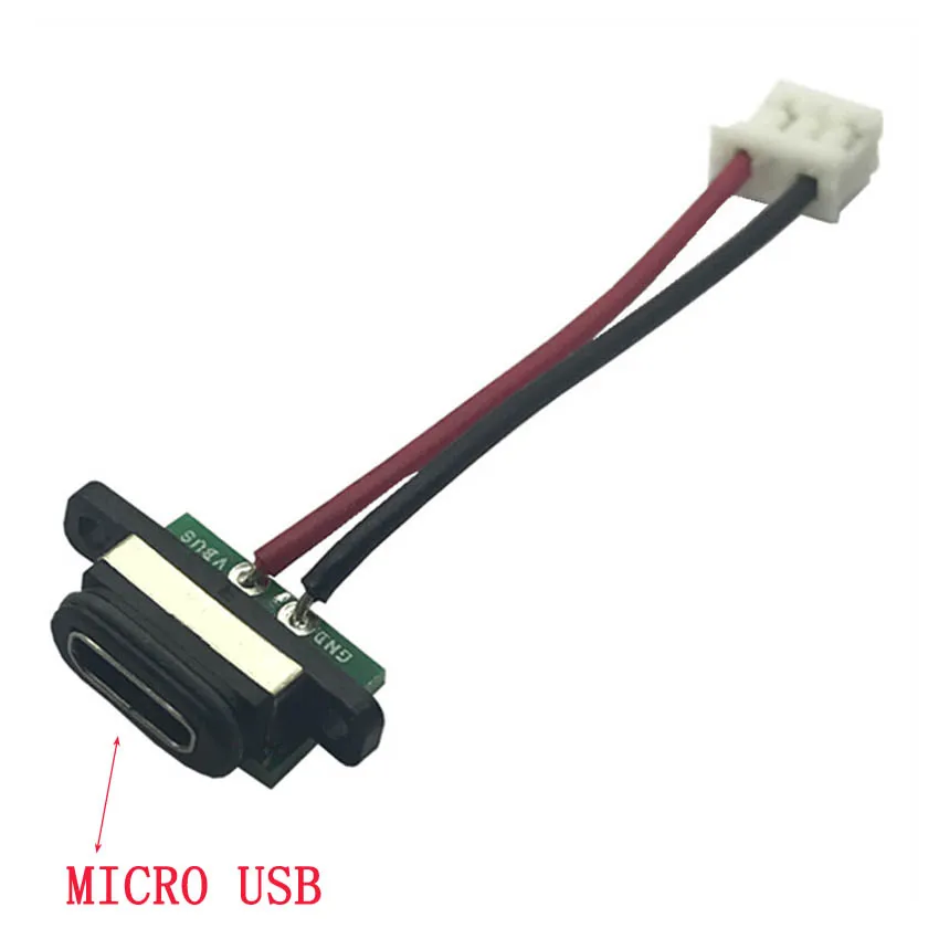 2-10PCS Micro USB конектор порт гнездо женски с винт дупка водоустойчив мощност зареждане док с кабелен терминал