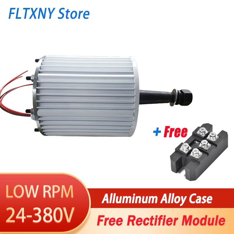 2021 FLTXNY POWER Ниска RPM скорост 2kw 400RPM 48V 96V безредукторен генератор с постоянен магнит AC алтернатори Използване за вятърна / водна турбина