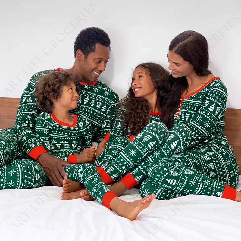2024 Коледа Семейство Съвпадение Пижами Майка Дъщеря Баща Син Семеен поглед Облекло Бебе Момиче Ританки Спално облекло Пижами