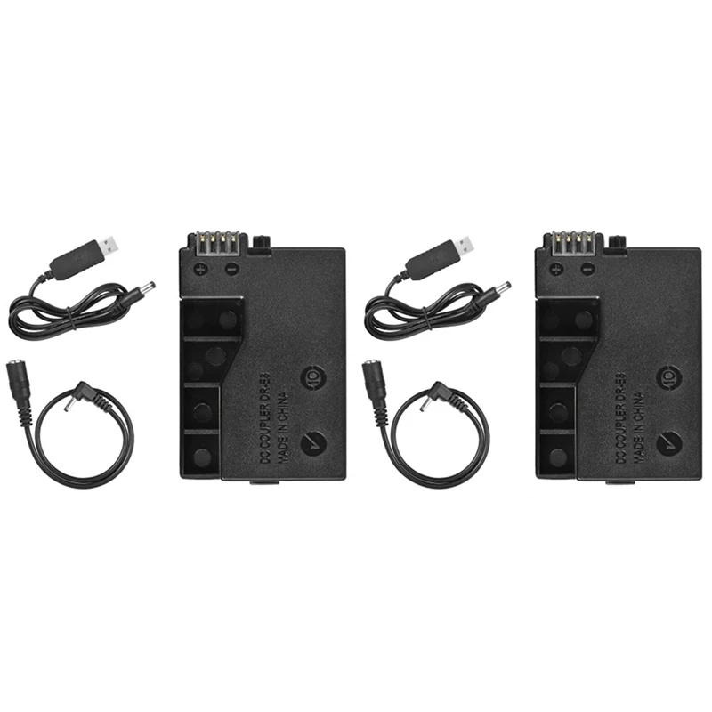 2X DR-E8 сляпа батерия с DC захранваща банка USB адаптер кабел замяна за LP-E8 за Canon EOS 550D 600D 650D 700D DSLR