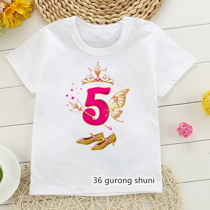 3-10-ти рожден ден Принцесата е на 6 години Тениска на момиче Лятна мода Детски дрехи тениска за детски рожден ден подарък костюм