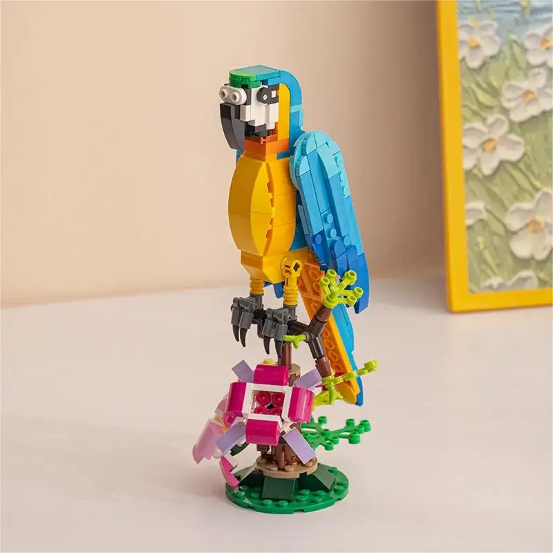 3 в 1 екзотичен комплект играчки за папагали съвместим 31136 животински фигури риба и жаба творчески играчки за деца на възраст 7 г
