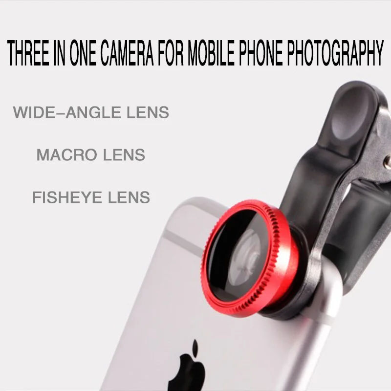3in1 Fisheye телефон обектив 0.67X широкоъгълен мащабиране риба око макро обективи камера комплекти с клип обектив на телефона за смартфон