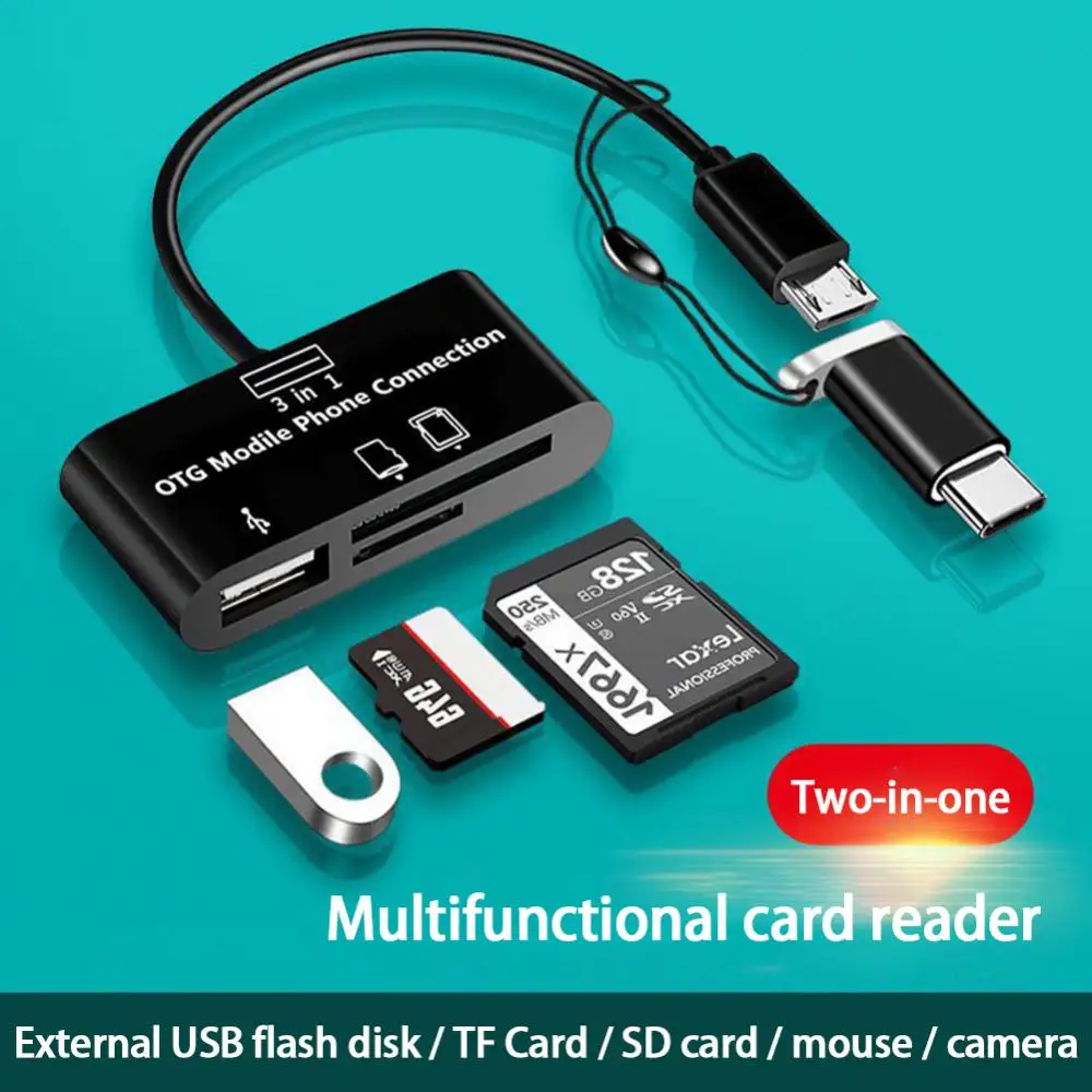 3in1 Hub многофункционален USB хъб четец на карти TF карта U диск мобилен телефон камера Android TypeC OTG универсален разширителен четец на карти