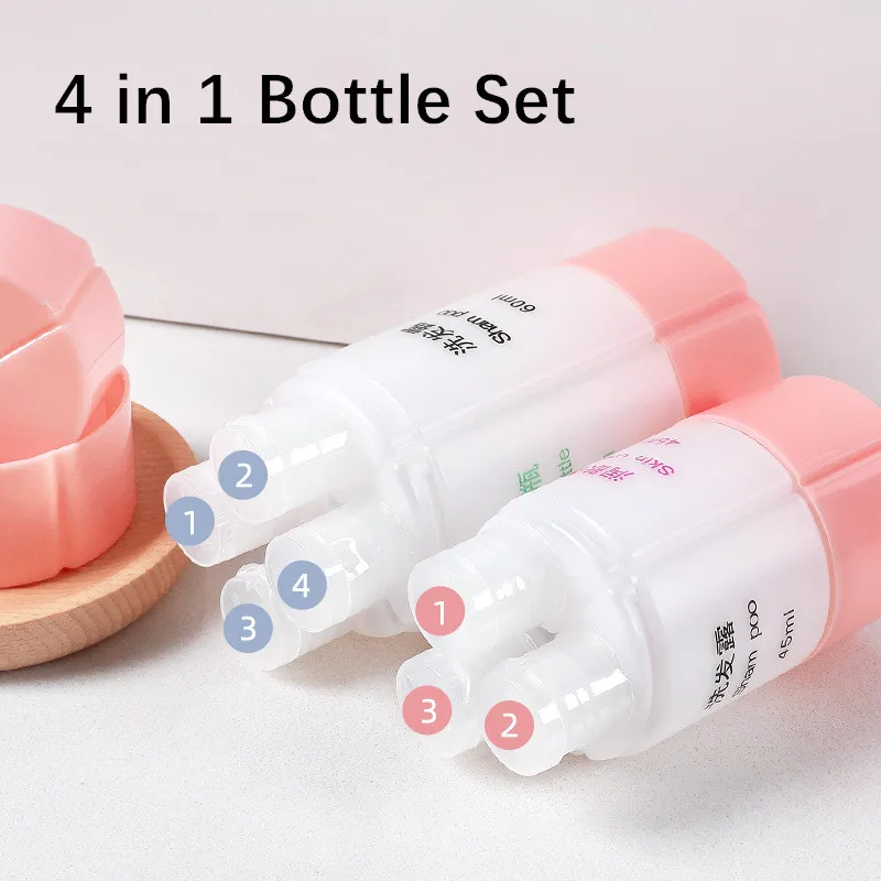 4-in-1/3 in 1 Комплект бутилки за пътуване Организиран комплект за пътуване за защита от течове Контейнери за дозиране на шампоан лосион сапун