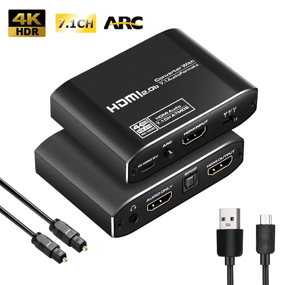 4K 60Hz HDMI 2.0 ARC аудио екстрактор сплитер аудио конвертор 4K HDMI към оптичен TOSLINK SPDIF 7.1