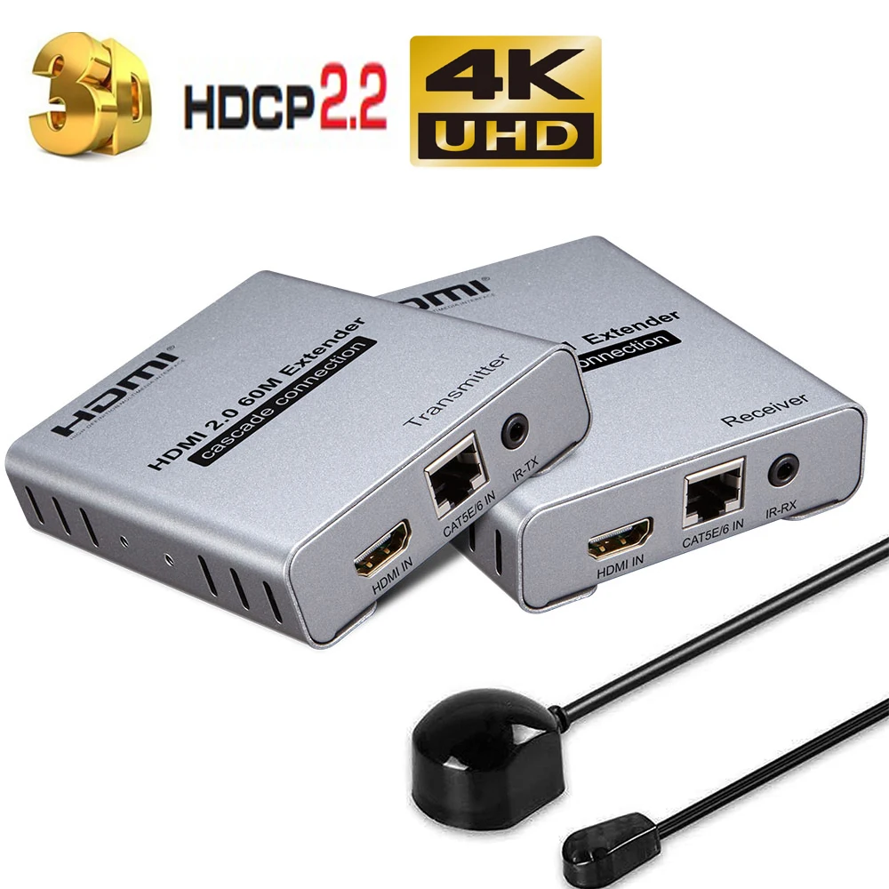 4K Ultra HD HDMI удължител 4K 60Hz През Cat5e/6 Ethernet кабел HDMI 2.0 HDCP 2.2 IR HDMI Поддържа се един към много разширител