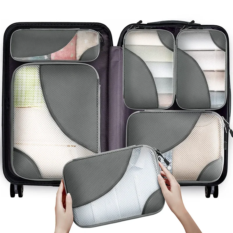 6 Комплект опаковъчни кубчета за пътуване Багаж Организатор чанти Пътуване Essentials Пътуване кубчета за носене на куфари Дрехи Чанти за съхранение