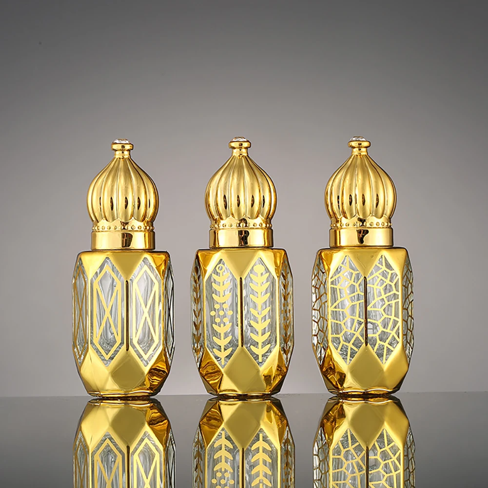 6ml Златен луксозен стил парфюм пътуване стъклена бутилка преносим рол-он за многократна употреба масло бутилка празна козметика проба тест контейнер