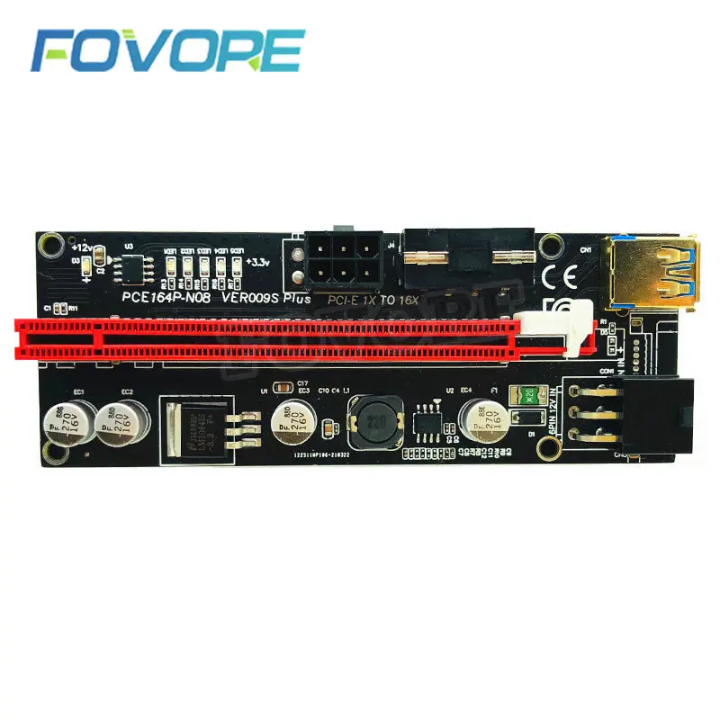 6PCS PCIE щранг 009S плюс видео карта разширение кабел адаптер PCI Express щранг VER009S PCI-E X16 щранг карта за BTC миньор добив