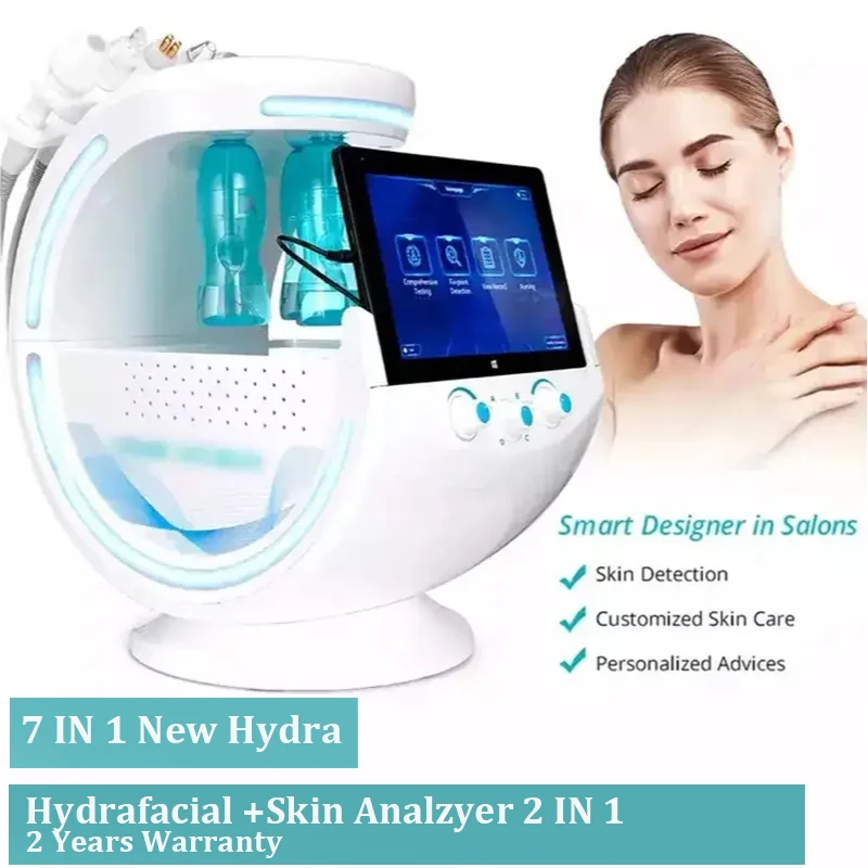 7 в 1 Интелигентен анализатор на ледено синьо Многофункционална машина за лице Диамантена хидра дермабразио за лице Aquafacial