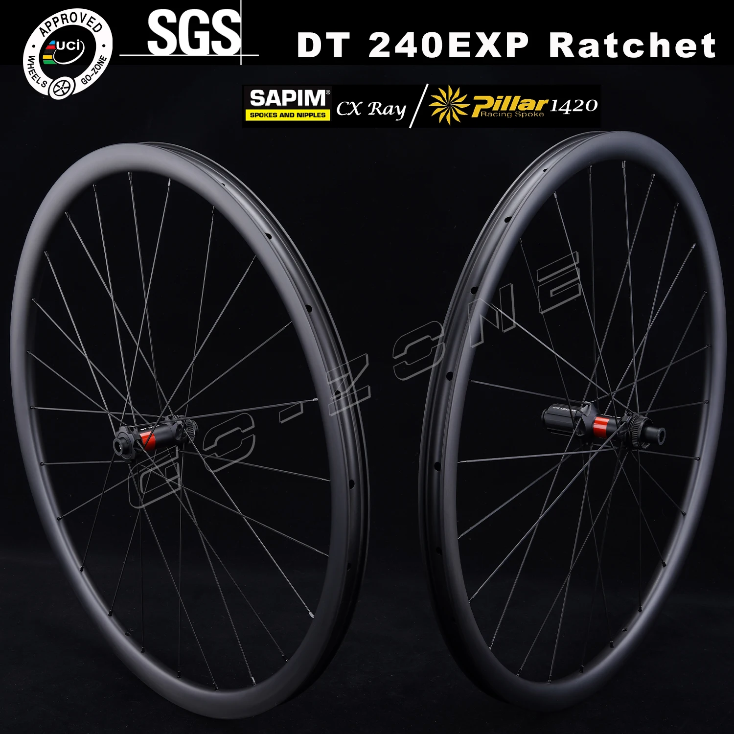 700c 25mm 26mm въглеродни колела дискова спирачка DT 240 Sapim CX Ray / Стълб 1420 UCI Appd Clincher безкамерна тръбна колоос за пътни велосипеди