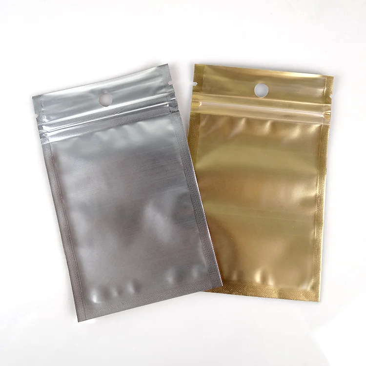  8 * 13 см златен / ясен самостоятелно запечатани цип пластмасови опаковки на дребно пакет чанта цип заключване съхранение чанта на дребно пакет с висящи дупка