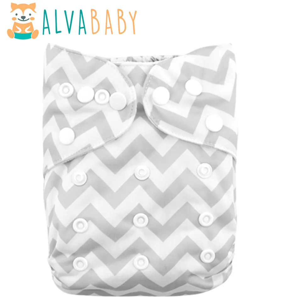 ALVABABY Snaps Регулируема популярна кърпа пелена за многократна употреба пелена бебе с микрофибърна вложка