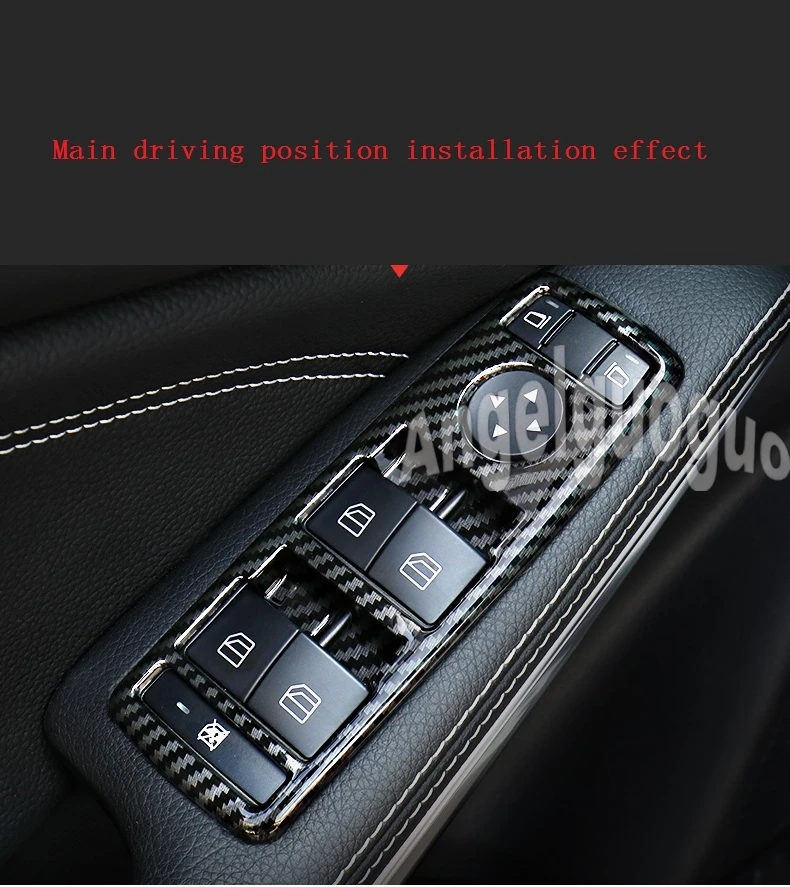 Angelguoguo Car Window Glasses Lifter Button Декорация Рамка стикери за Mercedes Benz A C B E CLA GLK ML GL GLA Class