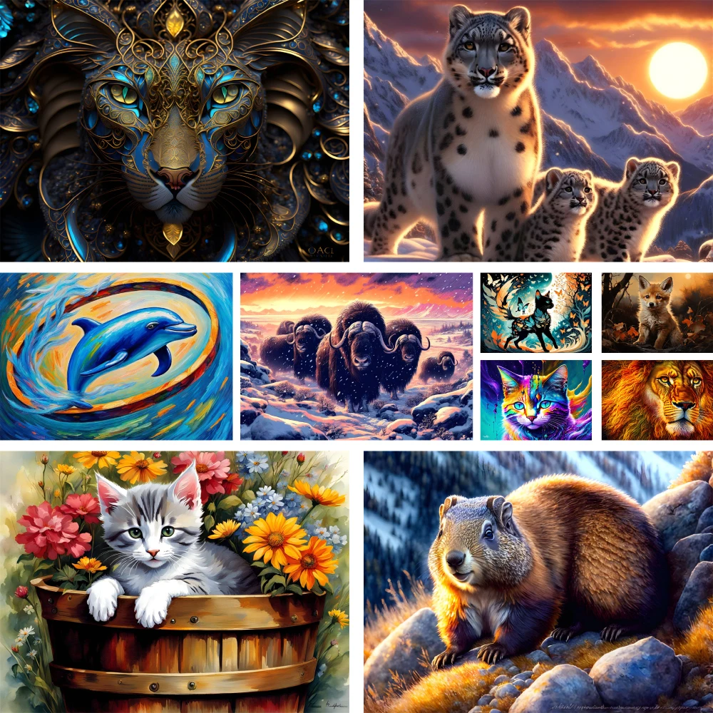 Animal Cat Lion Fox Paint By Numbers 40x50 Арт стикери & Плакати Занаятчийски консумативи за възрастни Стенно изкуство Детски подарък на едро HOT
