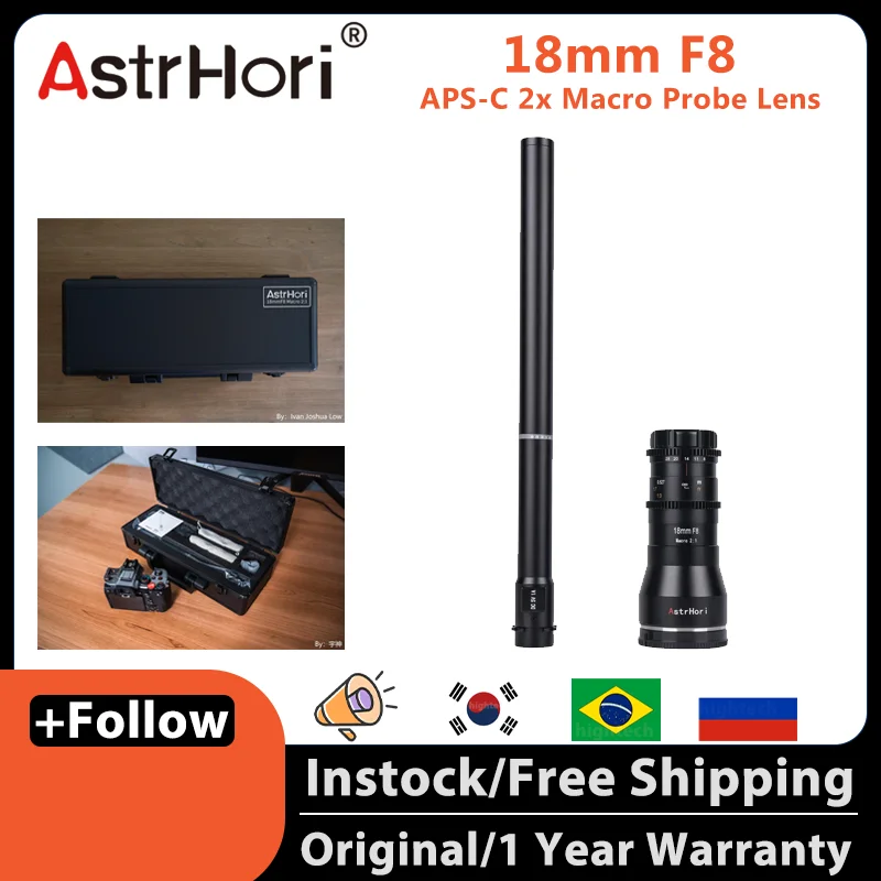 AstrHori 18mm F8 APS-C широкоъгълен обектив с макро сонда 2X вградена пръстеновидна светлина за Fuji X/Nikon Z/Sony E/Canon RF/Panasonic Olympus M