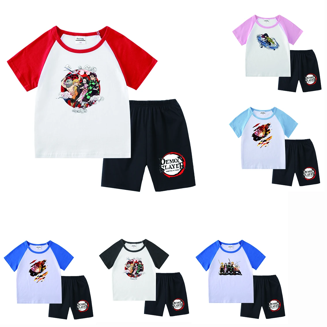 Baby Girls Summer Clothing Set Demon Slayer Kids Sports T shirt+Pants Комплект от 2 части Детски дрехи Удобни тоалети Пижами
