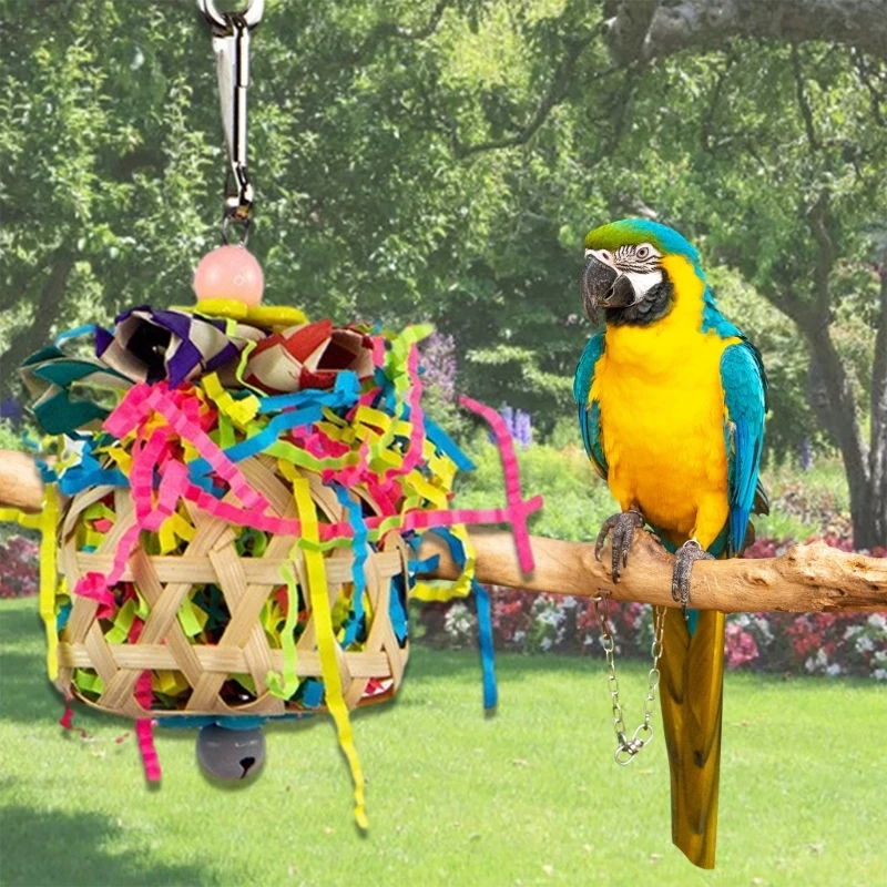 Bird дъвчене смилане играчка малки животински слама играчка за птици папагали настърган хартия капка доставка