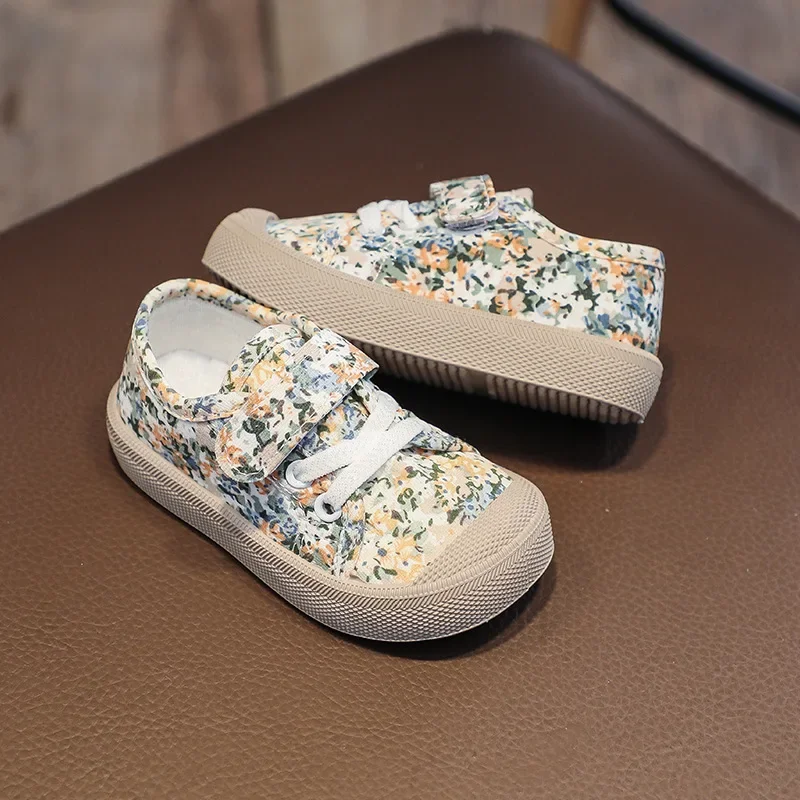 Canvas Floral Children's Shoes Girls Shoe All-match Boys Soft Bottom Comfortable Non-slip Baby Toddler обувь для девочек
