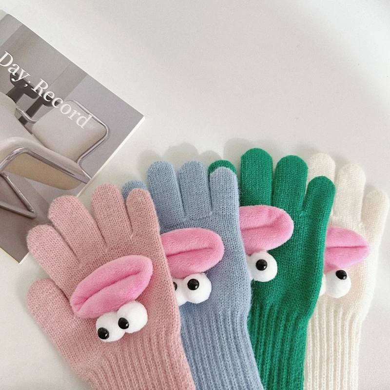 Cute & Funny плетени ръкавици за деца Меки и топли ръкавици с пет пръста за момчета момичета Дръжте децата си топли в стил подарък A2UB
