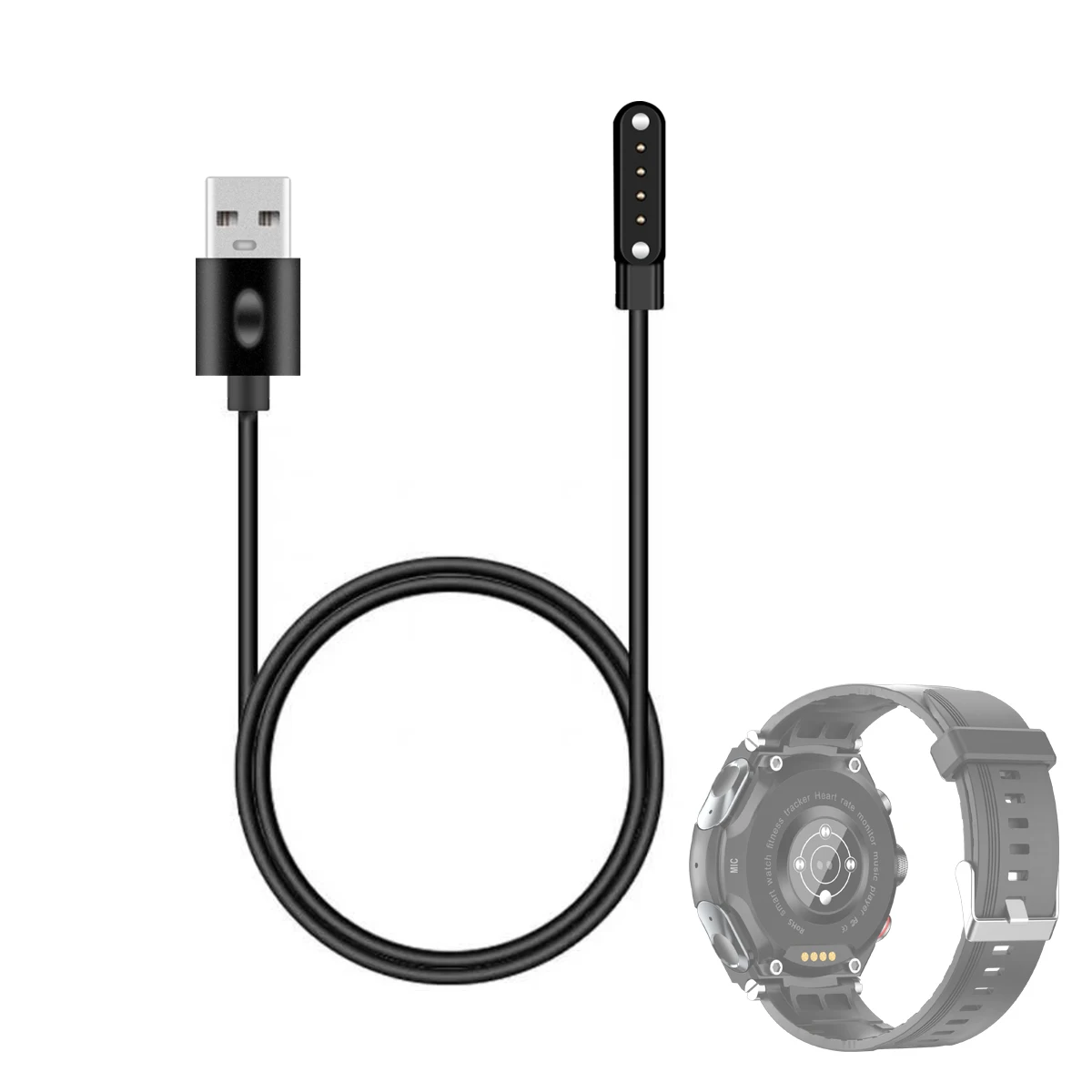 Desong Smartwatch кабел за зареждане 4 пинов 7.62 магнитен смукателен USB кабел за зареждане за T92 Smart Watch и T93 Smart Watch