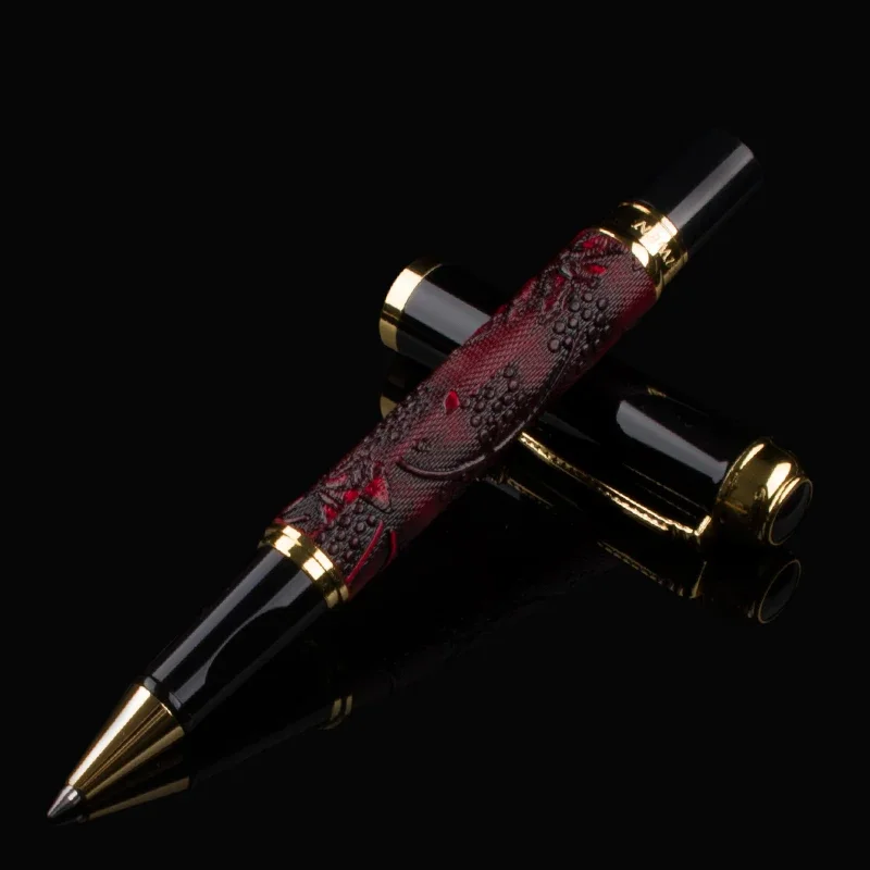 DIKA WEN Златен дракон с изящен модел Вино червен ролер топка писалка 0.5mm Nib луксозни писалка подаръци писане ролер писалка пълнител