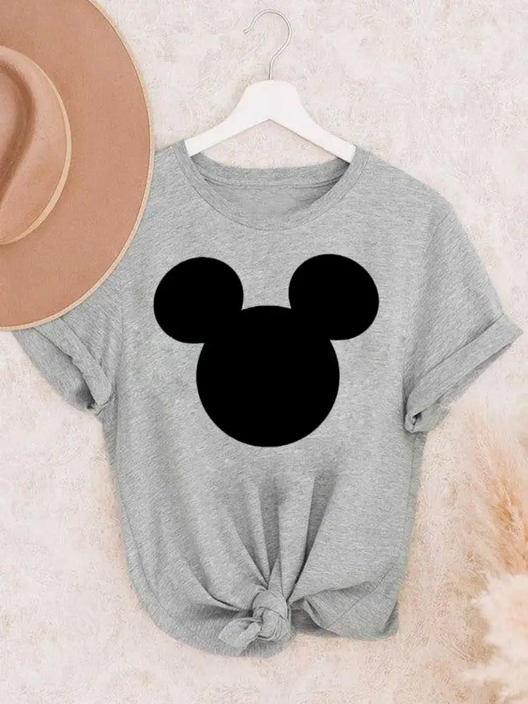 Disney печат акварел ухо главата облекло тениска жени карикатура лятна мода Мики Маус къс ръкав графични тениски