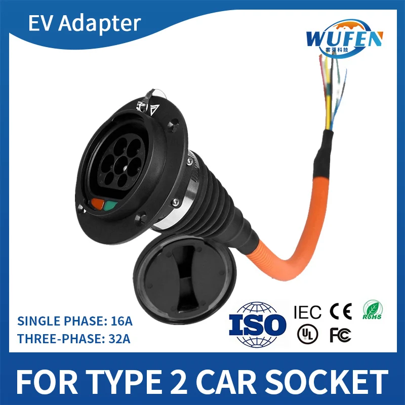 EVSE IEC62196 Тип 2 EV Type2 Socket 1P 3P 16A 32A 63A 80A електрически автомобил зареждане гнездо 50Cm кабел електрически автомобил 4 пътници