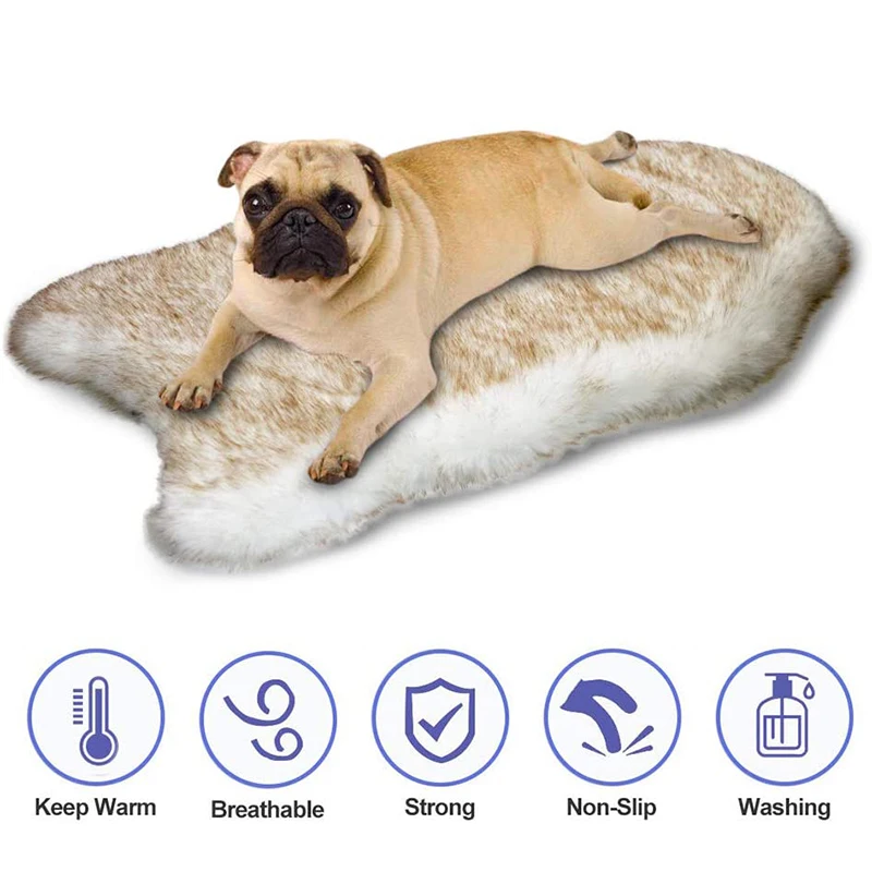 Faux Fur Dog Mat Curve Winter Soft Warm Cozy Pet Cushion For Medium Large Dogs Cats Durable Luxurious Blanket