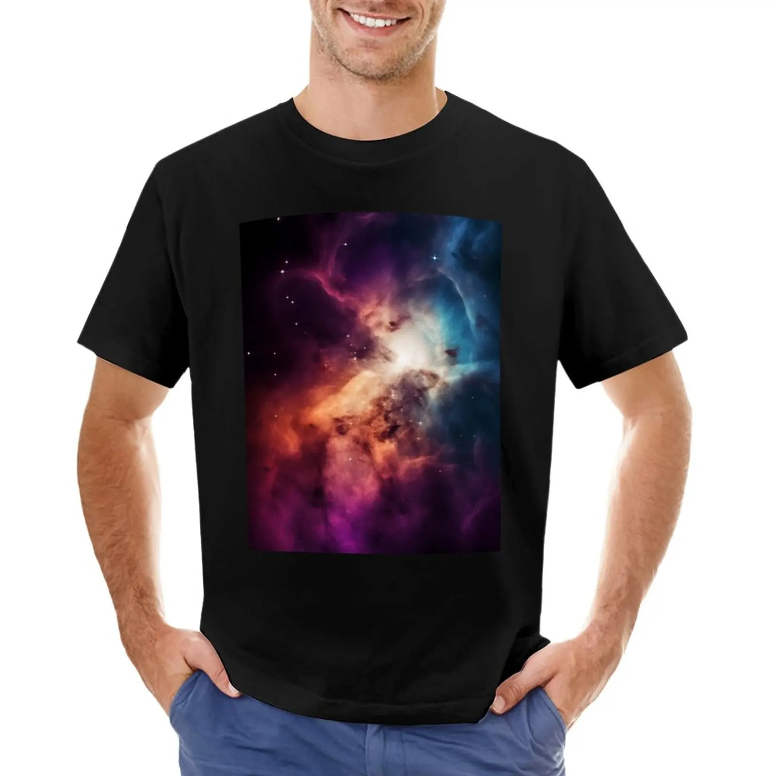 Galaxy Dark & Colorful T-Shirt Аниме тениска, големи и високи тениски за мъже
