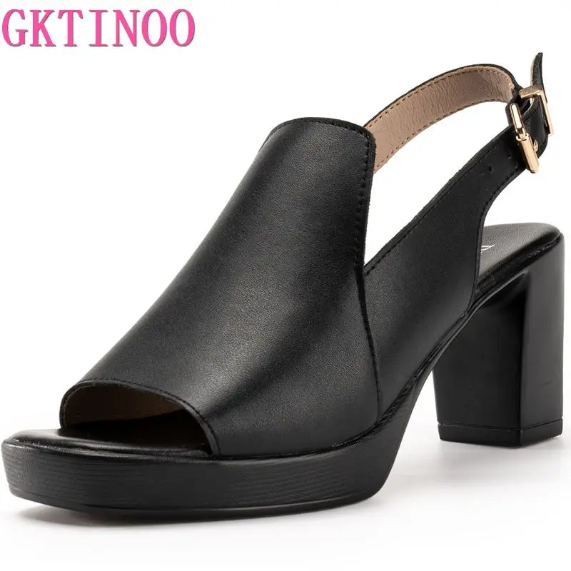 GKTINOO 2023 Летни дамски сандали естествена кожа женска платформа сандал против хлъзгане високи токчета дамски външни обувки за майка