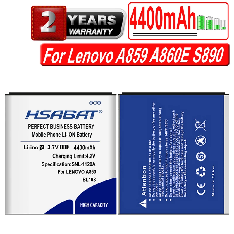 HSABAT Всички нови 4400mAh BL198 батерия за мобилен телефон за Lenovo A859 A860E S890 A850 A830 K860 K860i A678T S880 S880i BL198 батерия