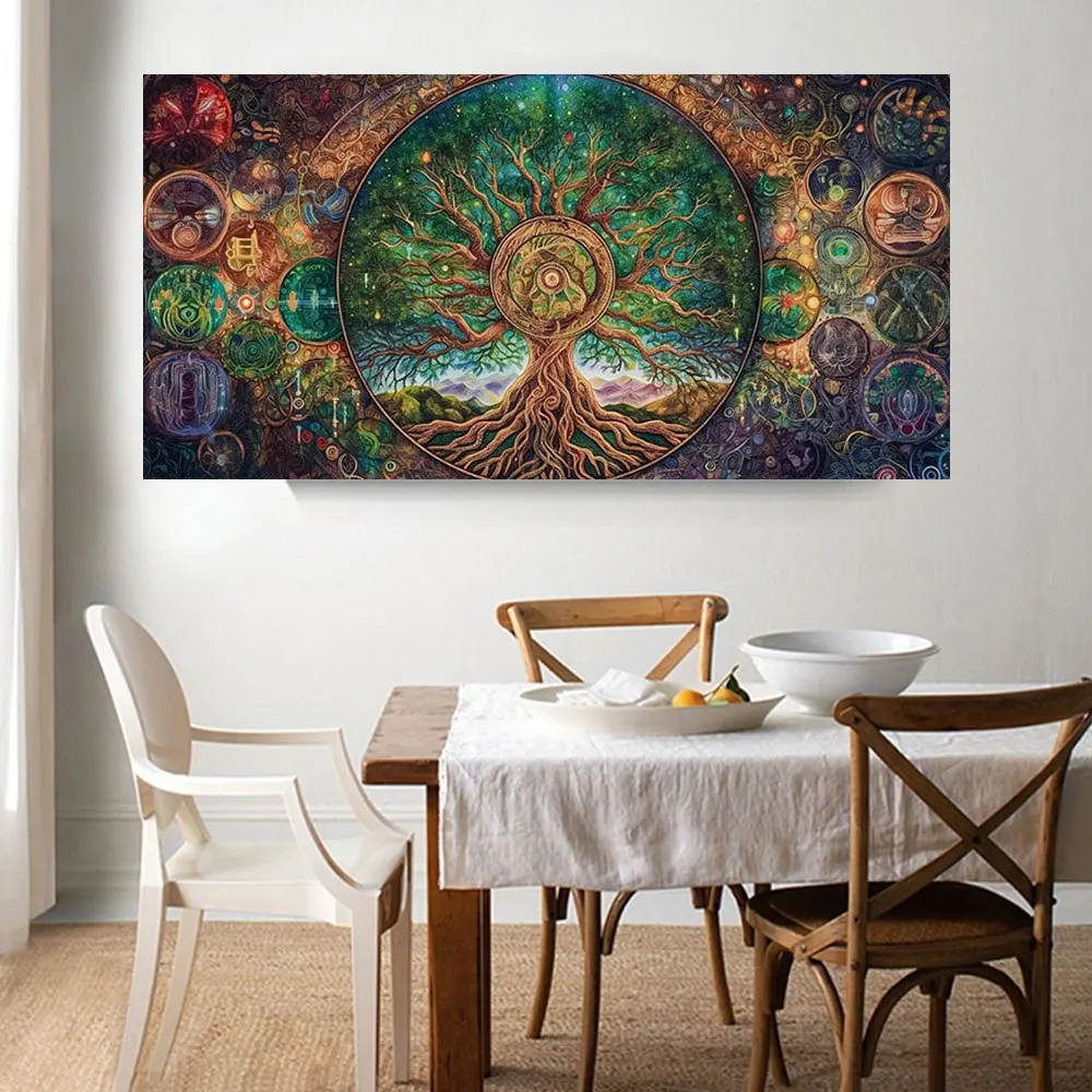 HUACAN Диамантена живопис Пейзажно дърво Пълна квадратна / кръгла мозайка Магически 5D DIY картини за интериор