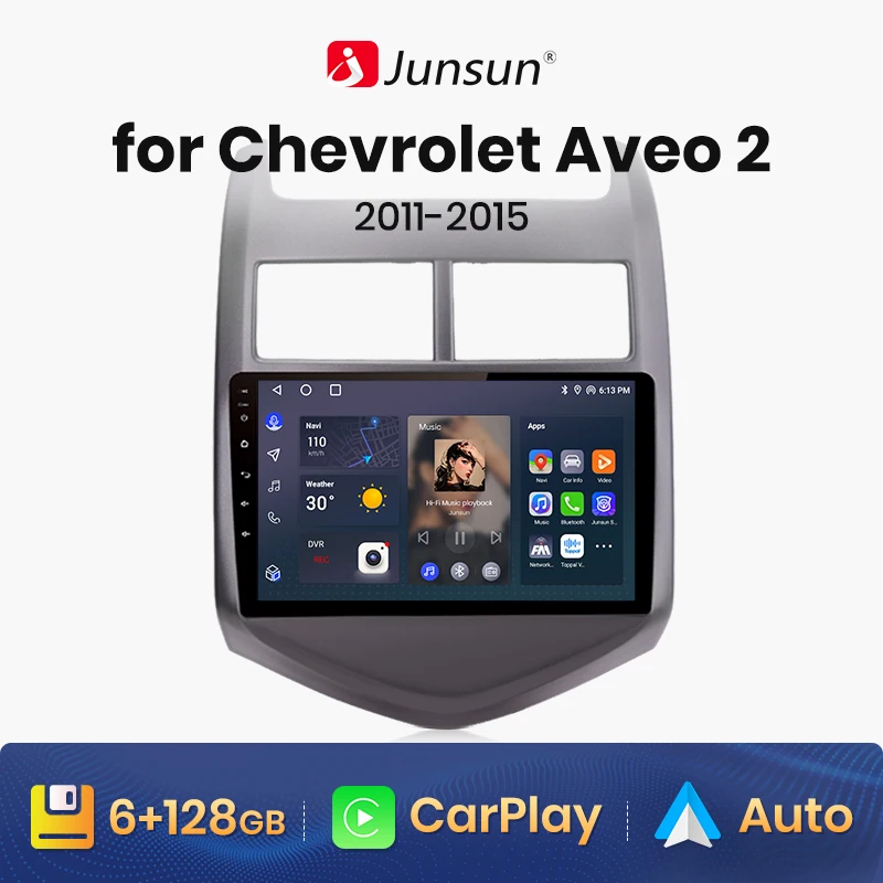 Junsun V1Plus 8+256GB Android 12 автомобилно радио мултимедия за Chevrolet Aveo 2 Sonic T300 (2011-2015)Навигация GPS безжичен Carplay