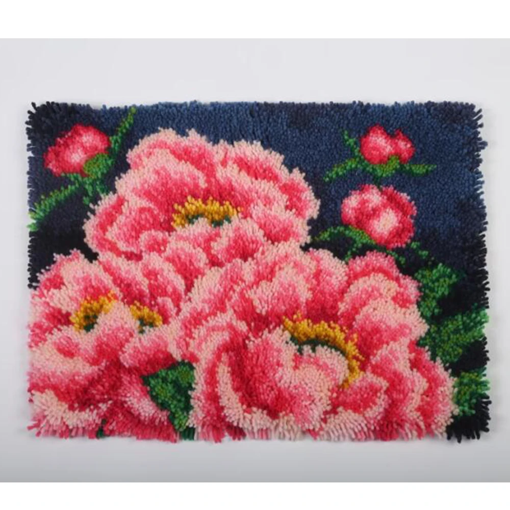 Latch кука килим комплекти с предварително отпечатани платно модел цветя гоблени го направи сам Килим вземане комплект Ръкоделие Декорация на дома