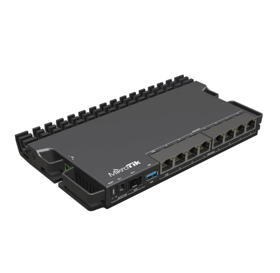 Mikrotik RB5009UPr+S+IN RB5009 рутер с PoE-in и PoE-out на всички портове, малки и средни интернет доставчици. 2.5/10 Gigabit Ethernet SFP+