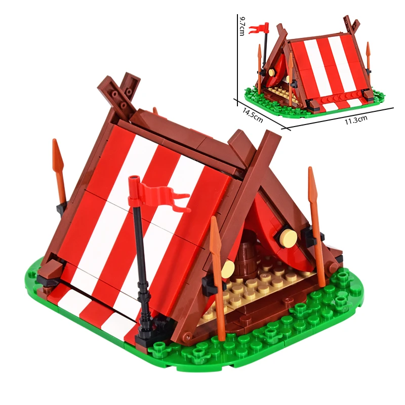 MOC Средновековна военна викингска палатка серия строителни блокове Замък рицари армия лагер растение оръжие аксесоари тухли DIY играчки подаръци