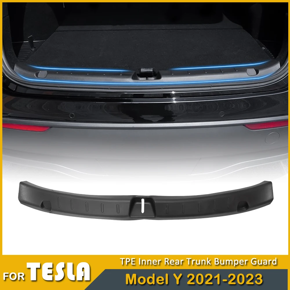 ModelY TPE Вътрешен предпазител на багажника за Tesla Model Y 2021-2023 Автомобил Вътрешна задна броня Guard Plate Cover Trim Авто аксесоари