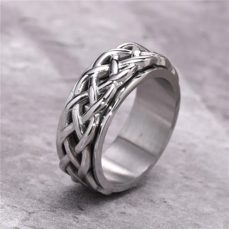 Modyle Келтски възел Въртящ пръстен от неръждаема стомана Келтски безкраен тъкат пръстен Ирландски възел пръстен Келтски бижута сватбена лента