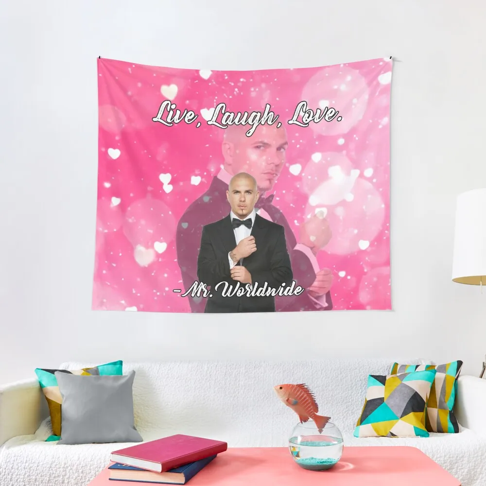 Mr Worldwide Says to Live Laugh Love Pink Smile Tapestry Luxury Living Room Decoration Room Design Home Decorations Tapestry
