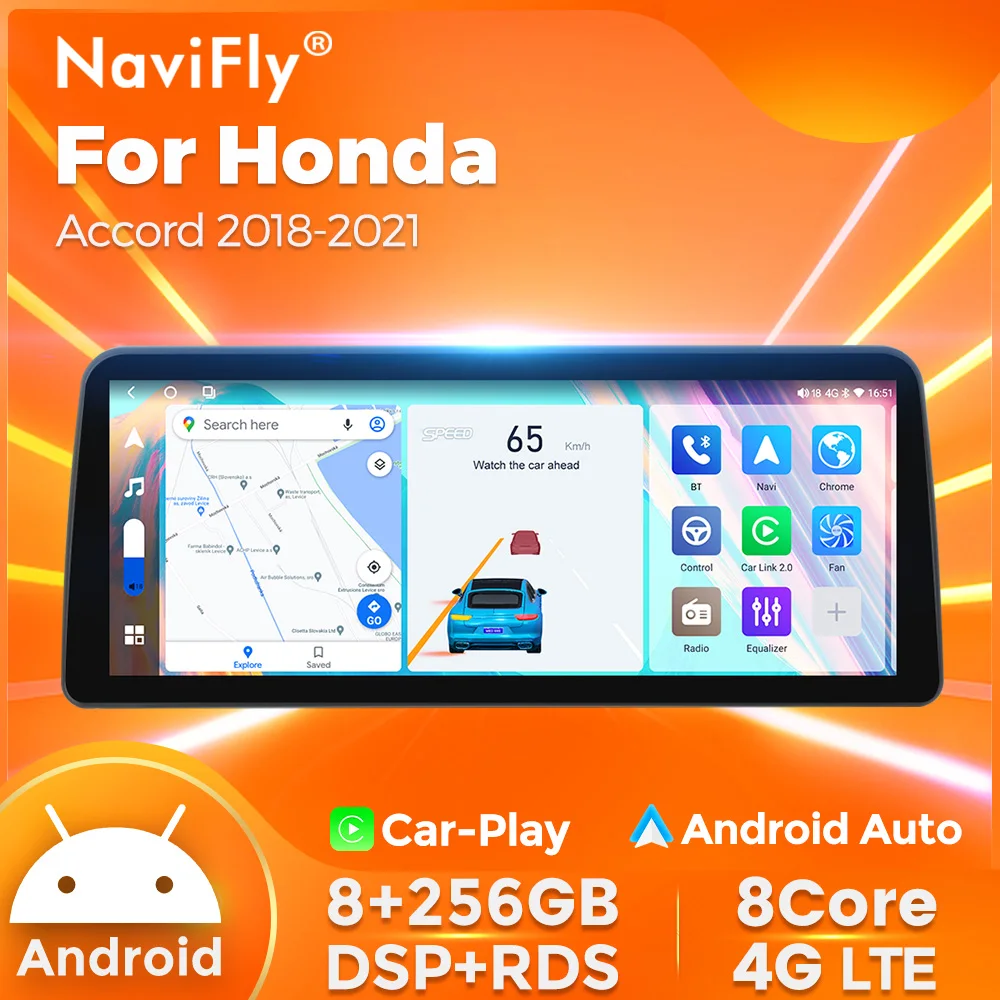 NaviFly UIS7862S 12.3 инчов QLED за Honda Accord 10 2017 - 2023 Android всичко в едно Автомобилно радио Мултимедиен видео плейър 3D UI DSP