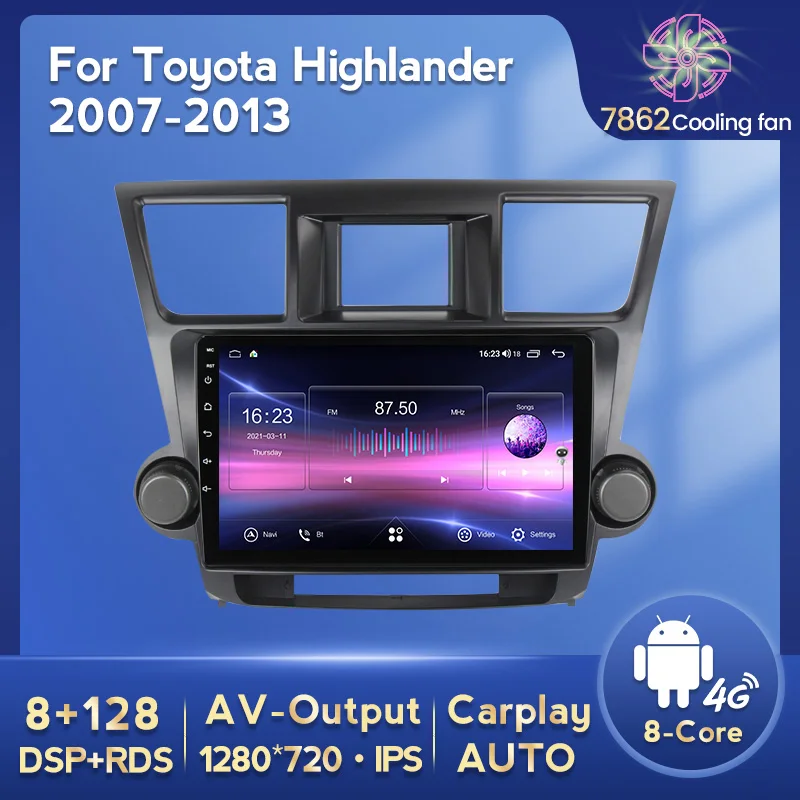 NaviFly За Toyota Highlander 2 XU40 2007 -2013 Android Carplay Auto Car Radio Мултимедия Видео плейър GPS навигация DSP No DVD